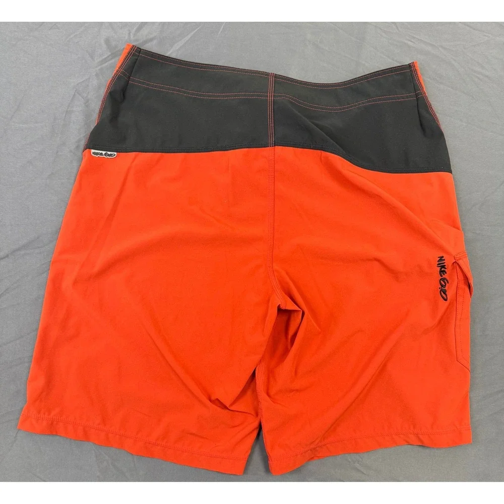 Distressed Nike 6.0 Mens Orange Black Colorblock Board Shorts Size 34 Cargo